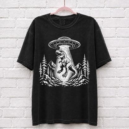 Alien UFO Dinosaur T-Rex T-Shirt – alternate product view