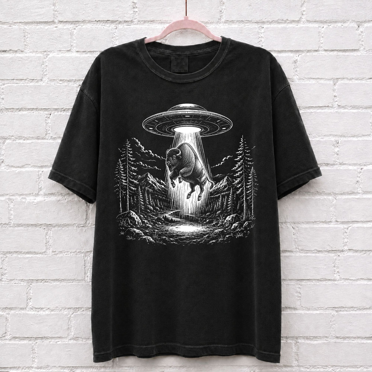 Alien UFO Bison T-Shirt – alternate product view