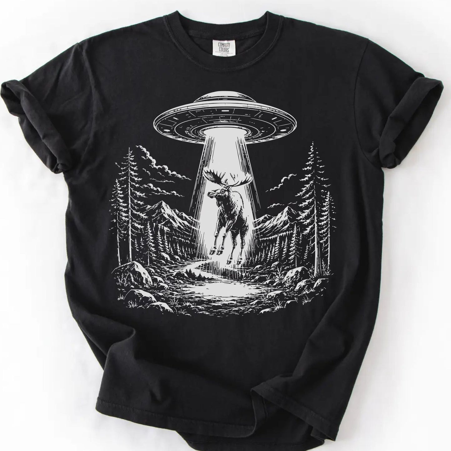 Alien UFO Moose T-Shirt