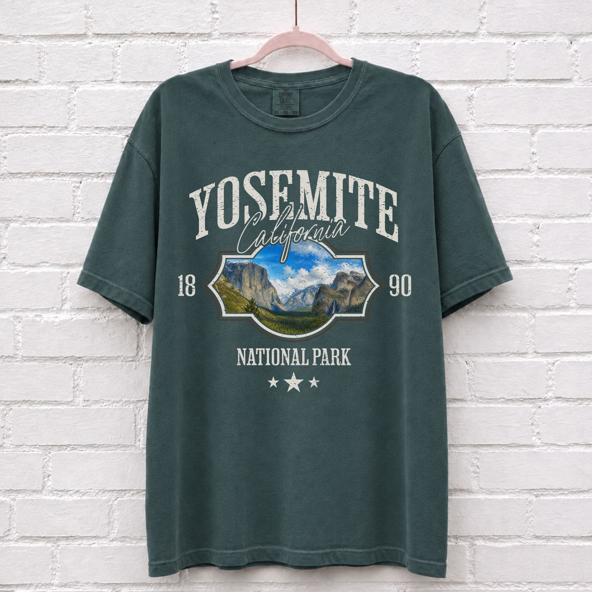 Yosemite National Park Landscape T-Shirt in Blue Spruce
