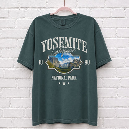 Yosemite National Park Landscape T-Shirt in Blue Spruce