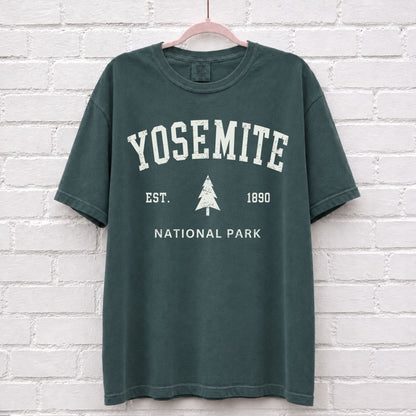 Vintage Yosemite National Park Est 1890 T-Shirt in Blue Spruce