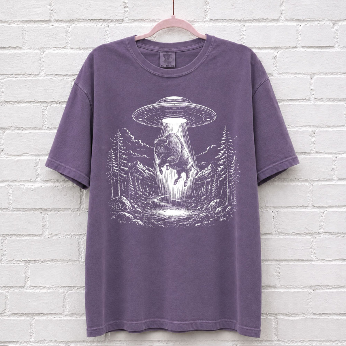 Alien UFO Bison T-Shirt – alternate product view