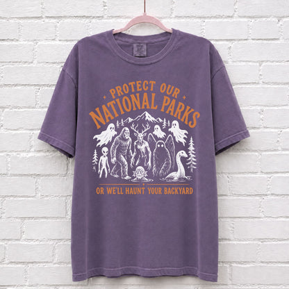 Protect Our National Parks Cryptid T-Shirt in Grape