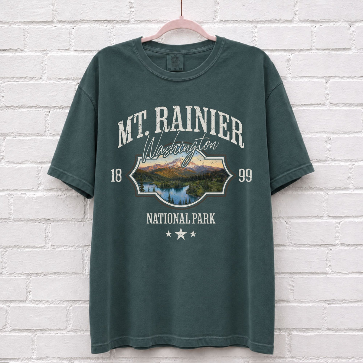 Mount Rainier National Park Washington T-Shirt in Blue Spruce