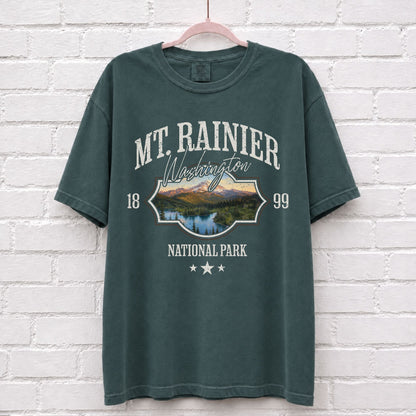 Mount Rainier National Park Washington T-Shirt in Blue Spruce