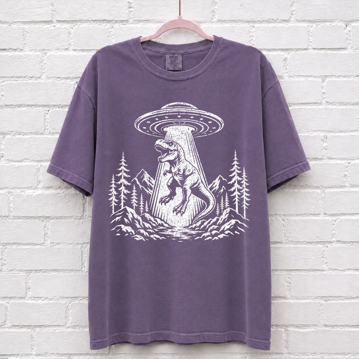 Alien UFO Dinosaur T-Rex T-Shirt – alternate product view