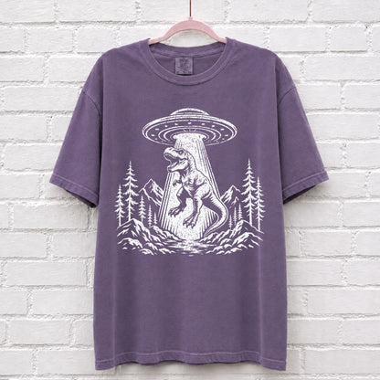 Alien UFO Dinosaur T-Rex T-Shirt – alternate product view