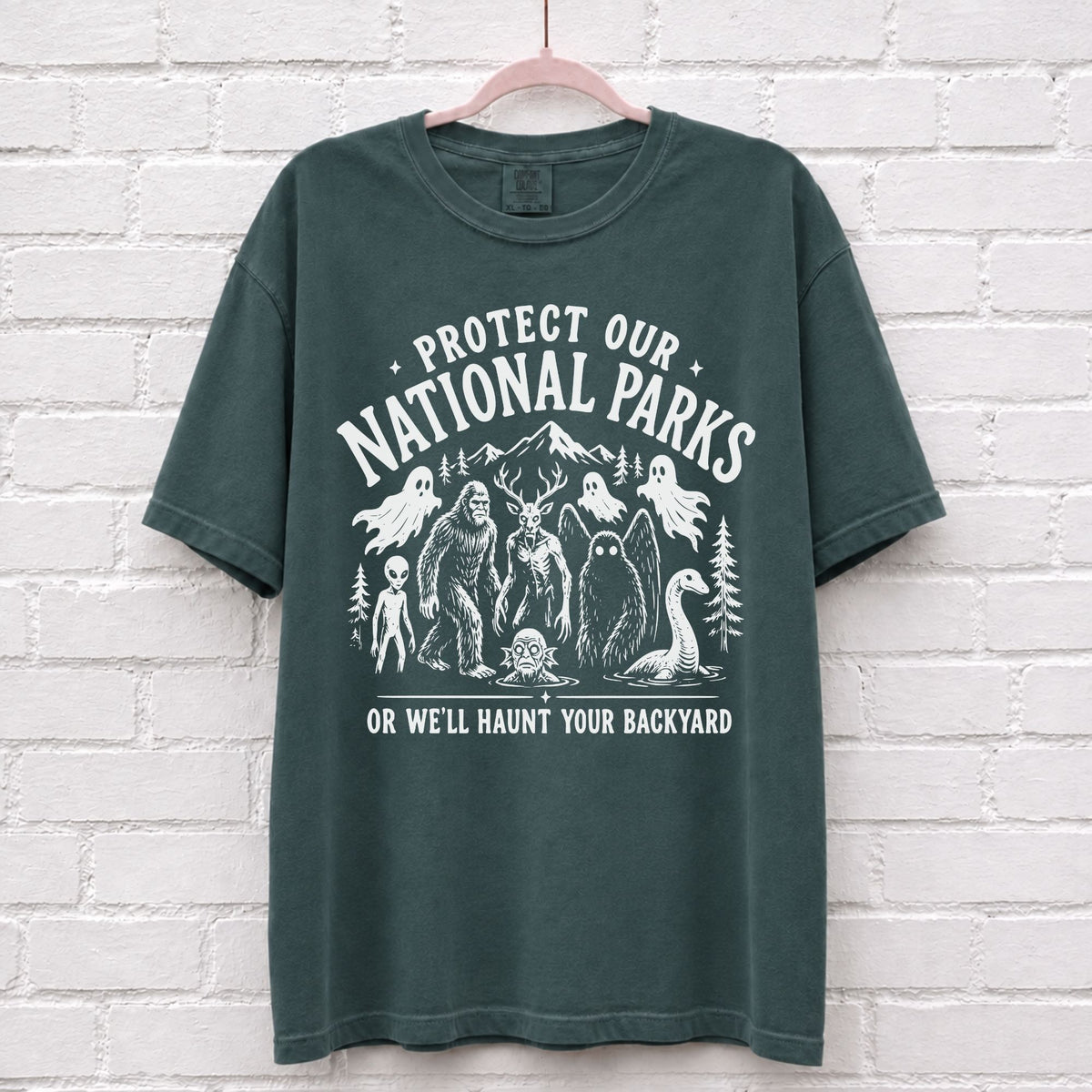 Protect Our National Parks Cryptid Graphic T-Shirt in Blue Spruce