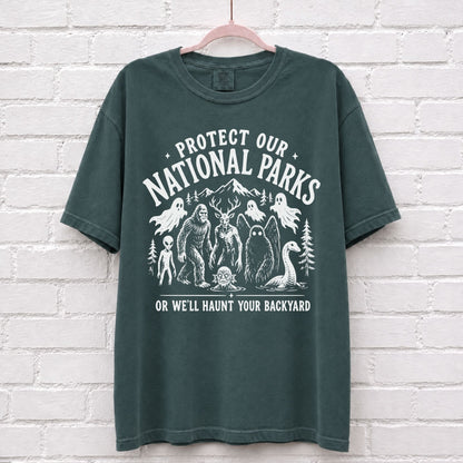 Protect Our National Parks Cryptid Graphic T-Shirt in Blue Spruce