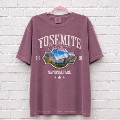 Yosemite National Park Landscape T-Shirt in Berry