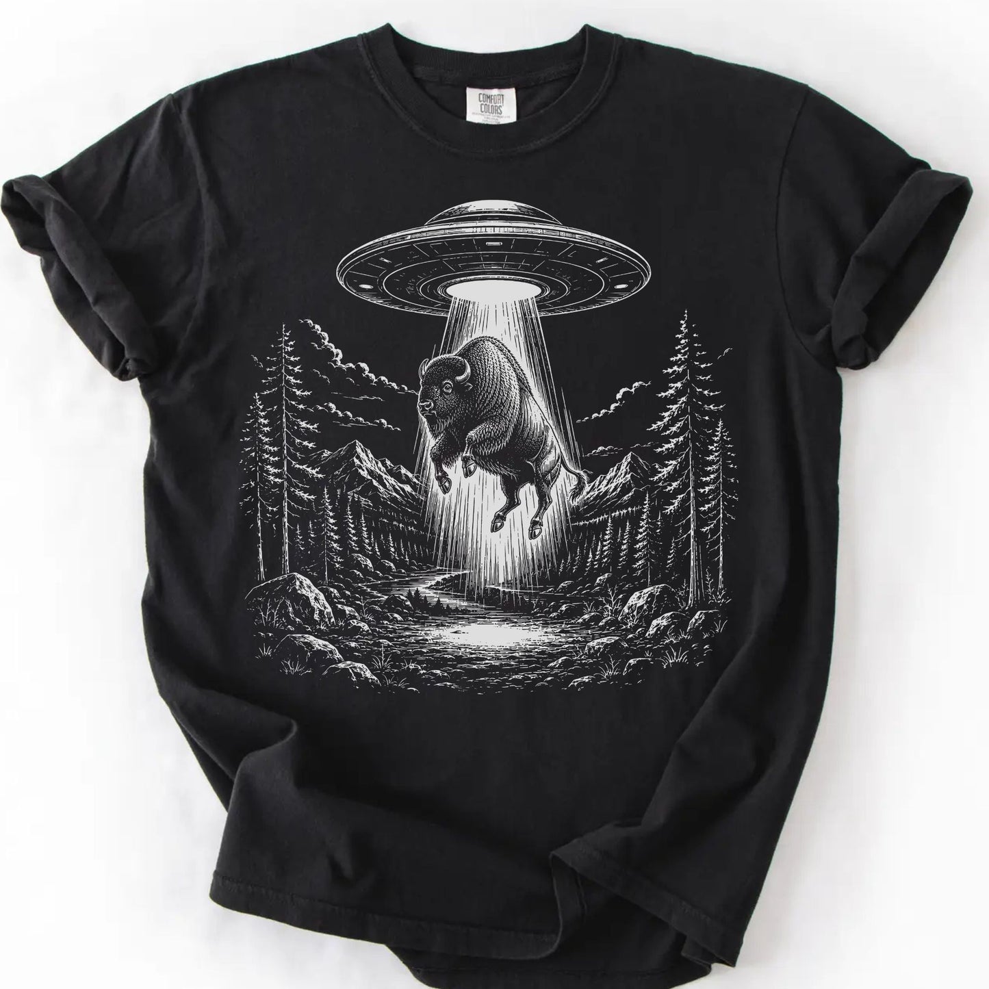 Alien UFO Bison T-Shirt