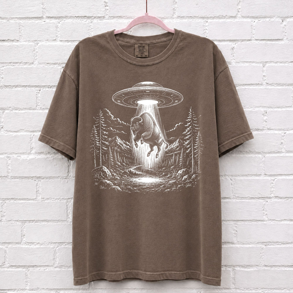 Alien UFO Bison T-Shirt – alternate product view
