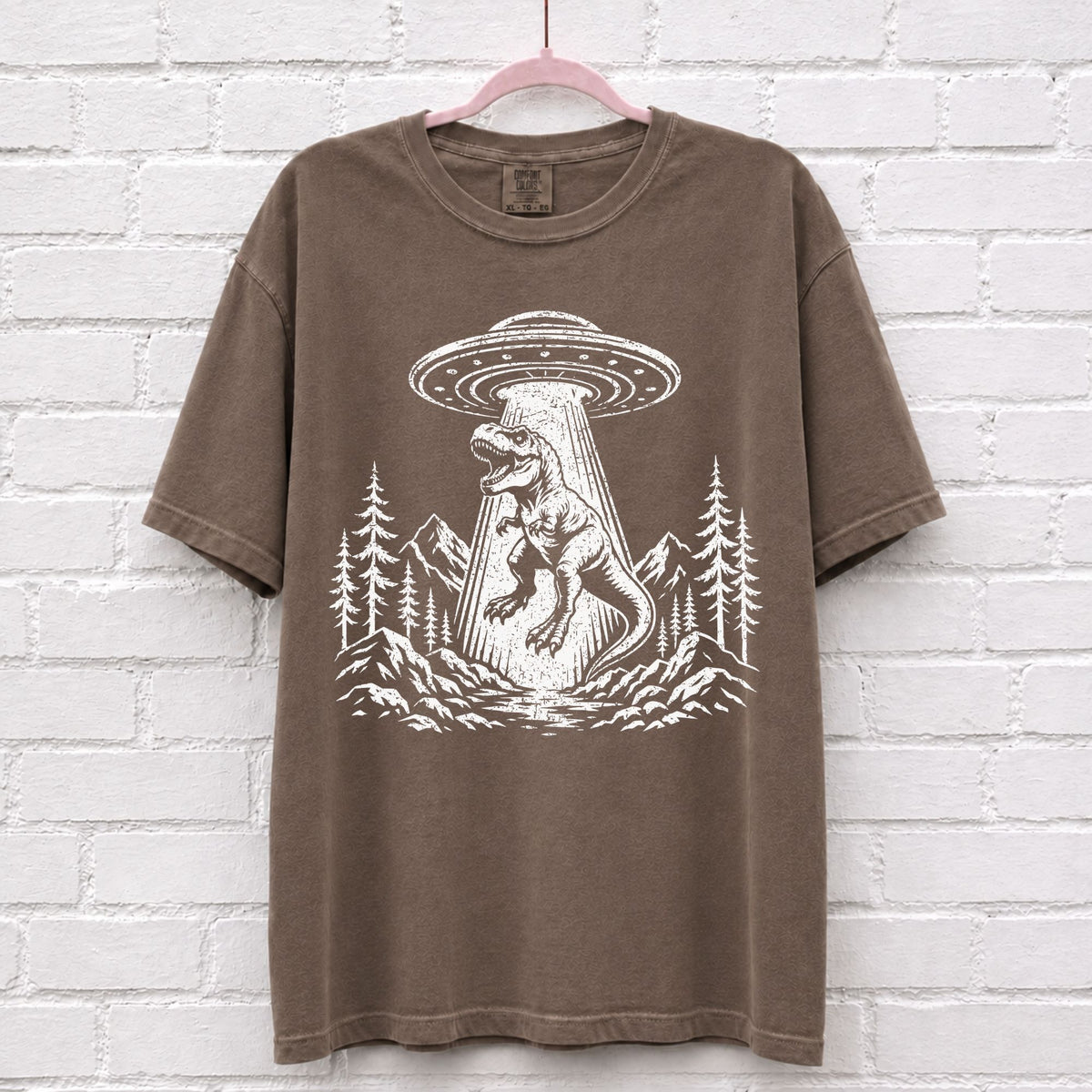 Alien UFO Dinosaur T-Rex T-Shirt – alternate product view