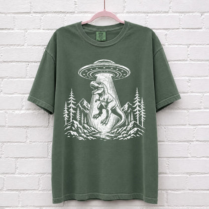 Alien UFO Dinosaur T-Rex T-Shirt – alternate product view
