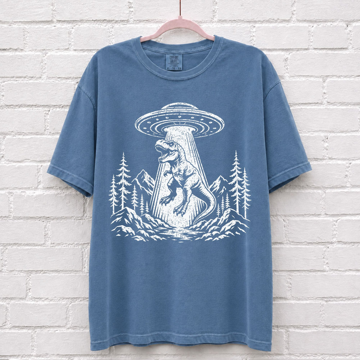 Alien UFO Dinosaur T-Rex T-Shirt – alternate product view